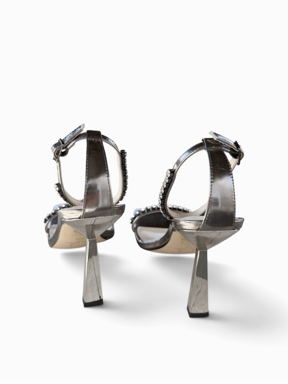 Marc Fisher Metallic Pewter Gem-Embellished Ankle-Strap Sandal - Picture 8 of 15